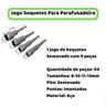 Bits Parafusadeira Jogo de Soquete Magnético Sextavado Ferramentas Kit C/ 4 Pontas para Parafusadeir - 3