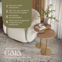 Ver mais imagens de Kit 2 Mesas Laterais Sofá Sala Apoio Metal Dourado Moderna Gaia e MDF Louro Freijó/Atenna