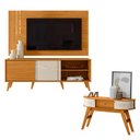 Ver imagem 1 de Rack Bancada e Painel para Tv Cronos com Aparador Estoril Cinamomo Off White – Madetec