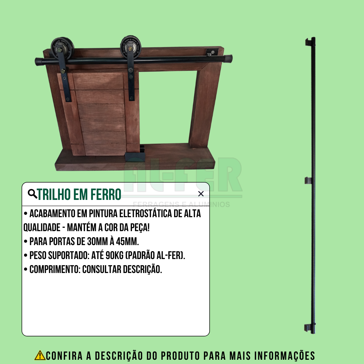 Kit para Porta até 70cm Roldana Aparente Tubular Preto - 1,40m - 5