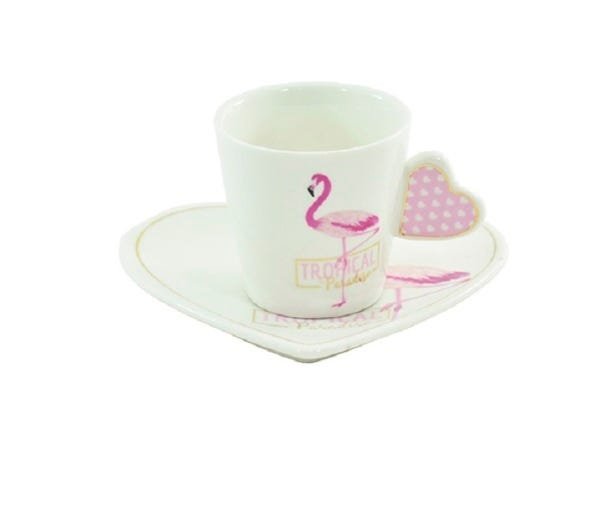 Jogo De Xicara Porcelana Flamingo Com 4 Peças 80ml - 1