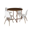 Ver imagem 5 de Mesa Jantar Industrial Redonda 110Cm Amêndoa Base V Cobre C/4 Cadeiras Branca Base Madeira Amendoa