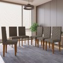 Ver imagem 1 de Conjunto 6 Cadeiras de Jantar com Pés em MDF Estofadas Fidelitá Itália Freijó/Cacau