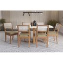 Ver imagem 2 de Sala Jantar Mesa Elma Premium Madeira Maciça C/ Tampo Madeirado C/ Vidro 170x90cm e 6 Cadeiras Lola