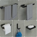 Ver imagem 1 de Kit Acessórios para Banheiro Preto Fosco 5 Peças