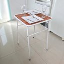 Ver imagem 1 de Mesa Branca Pequena para Cozinha de Apartamento Tampo Madeira