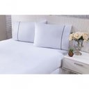 Ver mais imagens de Jogo de Cama 100% Algodão Percal 150 Fios Solteiro Gran Moratta 2 Peças - Branco e Detalhe Palha