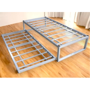 Cama Solteiro + Auxiliar Robusta Aço Ferro Especial 88cmx188cm Cor Alumínio Estilo Industrial Cs-03