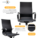 Ver imagem 2 de Kit 2 Cadeiras para Escritório Presidente com Relax Stripes Esteirinha Charles Eames Eiffel Preta