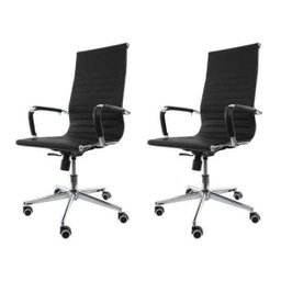 Kit 2 Cadeiras para Escritório Presidente com Relax Stripes Esteirinha Charles Eames Eiffel Preta - 1 Kit 2 Cadeiras para Escritório Presidente com Relax Stripes Esteirinha Charles Eames Eiffel Preta - 1