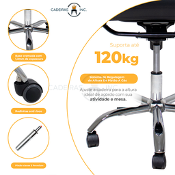 Kit 2 Cadeiras para Escritório Presidente com Relax Stripes Esteirinha Charles Eames Eiffel Preta - 5 Kit 2 Cadeiras para Escritório Presidente com Relax Stripes Esteirinha Charles Eames Eiffel Preta - 5