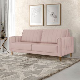 Sofá Living Biagio Veludo 1,70m com Pés Madeira Sala Luxo:rosê - Pr - 161 - 4