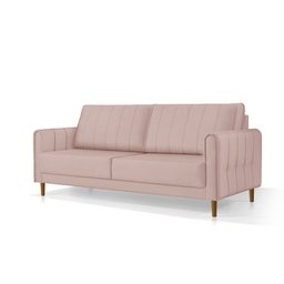 Sofá Living Biagio Veludo 1,70m com Pés Madeira Sala Luxo:rosê - Pr - 161 - 3