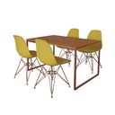 Ver imagem 6 de Mesa Industrial Base Ferro Cobre Tampo 137x90 Canela 4 Cadeiras Ferro Cobre Assento Amarelo