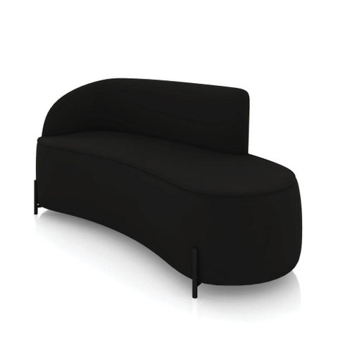 Sofá 3 Lugares Orgânico 180cm Pé Ferro Preto Morgan Veludo Preto D03 - D'Rossi