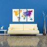 Conjunto Quadro decorativo Mapa do Mundo Colorido Tela em Tecido - 1