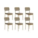 Ver imagem 1 de Kit 6 Cadeiras Sala Jantar Valle 1755 Aço 6 Uni Dourado/linho Bamboo/courano Bamboo/noce - Carraro