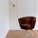Ver imagem 3 de Kit Duas Poltronas Giratórias Pétala em Sued Premium Marrom Sua Casa Decorações