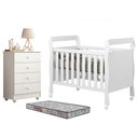 Ver imagem 1 de Berço Americano Soninho com Gaveteiro Soft Branco Acetinado Colchão Americano Sleep - Tigus