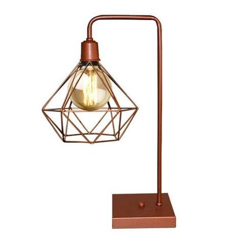 Abajur Luminária de Mesa com Aramado Retro - Cobre com Cobre