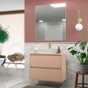 Ver imagem 1 de Gabinete para Banheiro com Cuba e Espelheira 80cm Mdf Rosa Dubai - On Móveis