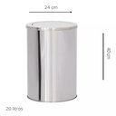 Ver imagem 4 de Lixeira Inox Basculante 20 Litros – Cesto de Lixo Vai e Vem, Grande, em Aço Prateado para Escritório