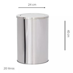 Lixeira Inox Basculante 20 Litros – Cesto de Lixo Vai e Vem, Grande, em Aço Prateado para Escritório - 4