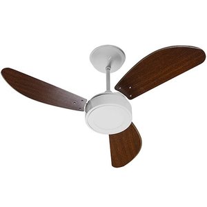 Ventilador New Light LED (12W ) Branco 3 Pás Laqueadas Tabaco 220V - Venti-Delta
