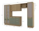 Ver imagem 3 de Armário de Cozinha Modulada Completa Reta 6 Peças 3,30m Botanic Kappesberg - Nogueira/Verde Oliva