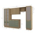 Ver imagem 4 de Armário de Cozinha Modulada Completa Reta 6 Peças 3,30m Botanic Kappesberg - Nogueira/verde Oliva