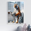 Ver imagem 1 de Quadro Divertido Banheiro - Tigre 45x34cm:moldura Branca