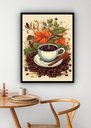 Ver imagem 1 de Quadro Decorativo Xícara de Café com Flores - 70x50cm:moldura Preta