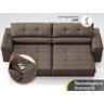 Sofá com Carregador Usb Retrátil Reclinável Monaco 2,50m Velosuede Marrom - Netsofas - 7