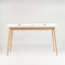 Ver imagem 2 de Escrivaninha Penteadeira Liva 2 Gavetas 100% MDF Pés de Madeira 120 cm X 53 cm Branca
