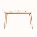 Ver imagem 3 de Escrivaninha Penteadeira Liva 2 Gavetas 100% MDF Pés de Madeira 120 cm X 53 cm Branca