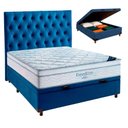 Ver imagem 1 de Cama Box Baú Azul + Colchão Casal Freedom Ortobom e Cabeceira
