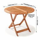 Ver imagem 2 de Mesa Dobrável Redonda para Jardim e Varanda em Madeira Maciça 90cm Estilo Rústico Primavera Bege