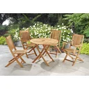 Ver imagem 3 de Mesa Dobrável Redonda para Jardim e Varanda em Madeira Maciça 90cm Estilo Rústico Primavera Bege