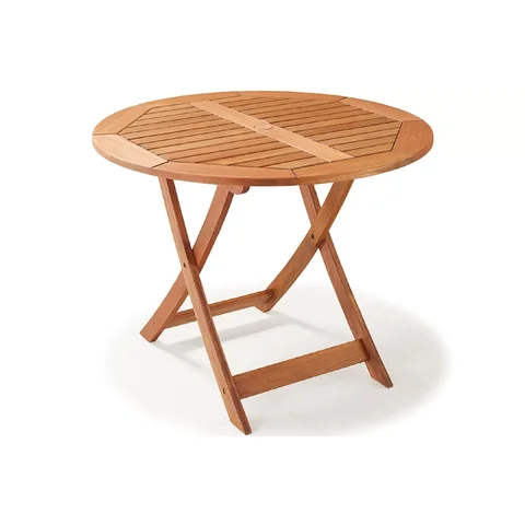Mesa Dobrável Redonda para Jardim e Varanda em Madeira Maciça 90cm Estilo Rústico Primavera Bege