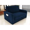Sofá Cama Daiane 2 Lugares com Baú Suede Azul Matrix - 4