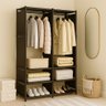 Closet Aberto 2 Colunas Aço Guarda Roupas Desmontável Portátil Prático com Sapateira Embutida - 1