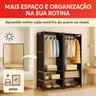 Closet Aberto 2 Colunas Aço Guarda Roupas Desmontável Portátil Prático com Sapateira Embutida - 4