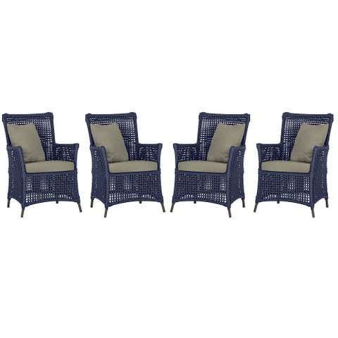 4 Poltronas Igapó Alumínio Micro Pintura Marrom Corda Náutica Estofado 8