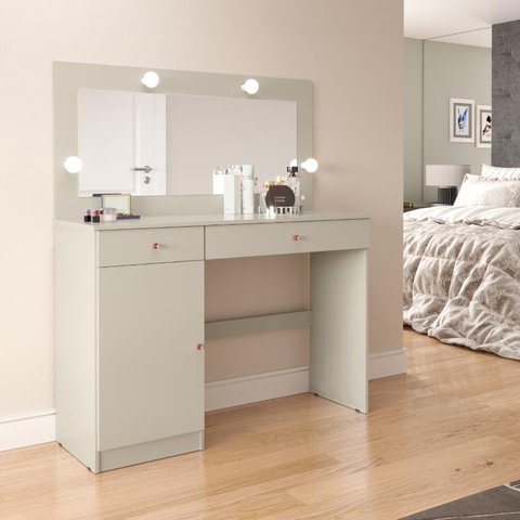 Penteadeira Camarim Di 2 Gavetas + 1 Porta Cor Off White Pt