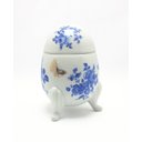 Ver imagem 2 de Porta Joia Ovo em Porcelana - Flores Azul e Borboletas - Grande Cerâmica Maria Sofia