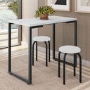 Ver imagem 2 de Mesa de Cozinha Bistrô Porto Branco 90cm com 2 Banquetas Industriais Maviê Branco/preto - Mpozenato
