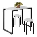 Ver imagem 1 de Mesa de Cozinha Bistrô Porto Branco 90cm com 2 Banquetas Industriais Maviê Branco/preto - Mpozenato