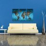 Conjunto Quadro decorativo Mapa Mundi Arte Azul Continentes Para Escritórios Quarto - 2