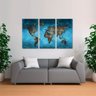 Conjunto Quadro decorativo Mapa Mundi Arte Azul Continentes Para Escritórios Quarto - 1