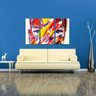 Conjunto Quadro decorativo Mulher Abstrato Composição Colorida em Tecido 3 Peças - 1